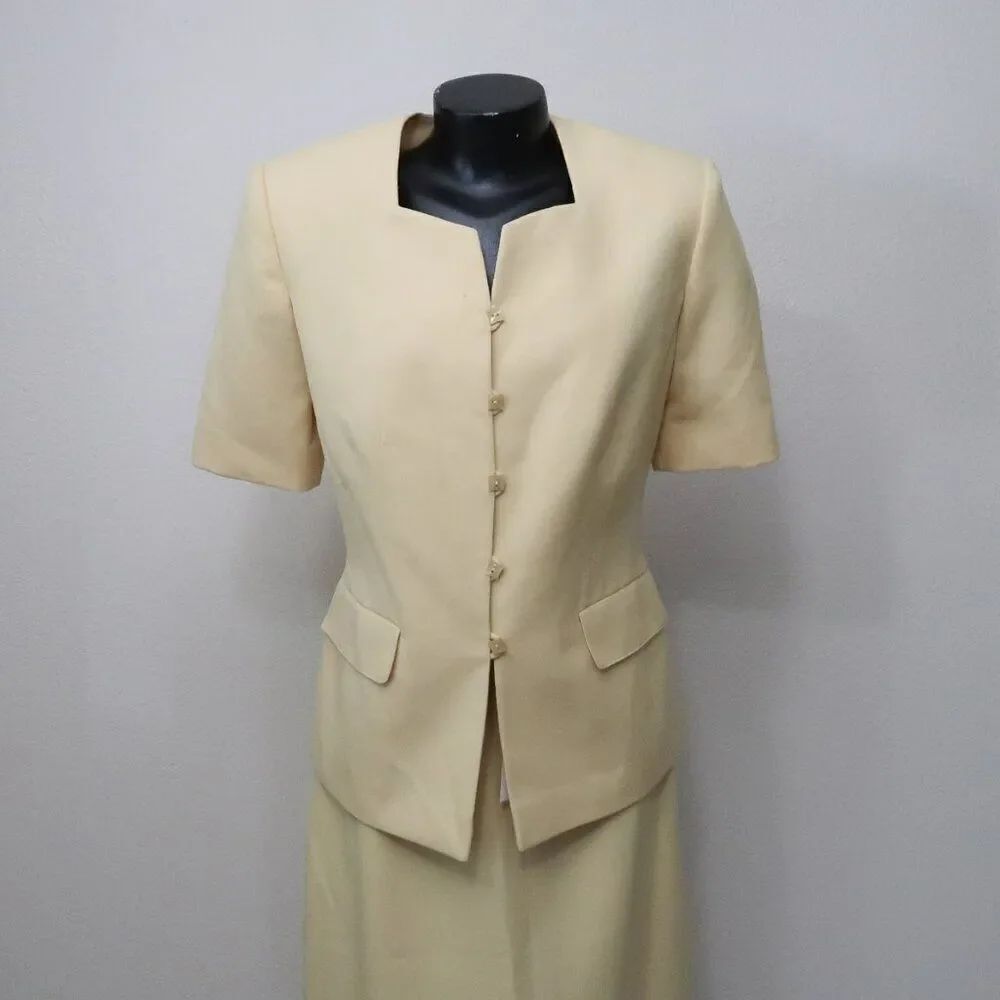 Emily Light Yellow Skirt Suit Size 12